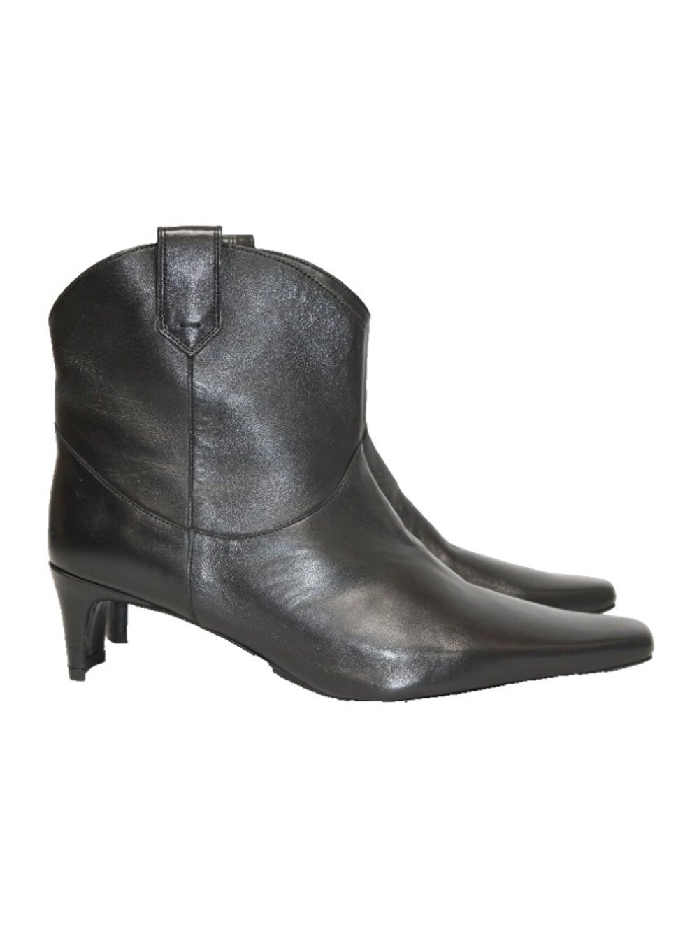 $450 Stuad Western Wally Bootie Modern Pointed TOE Leather Black 41.5 (DD20)